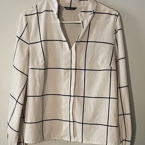 SHEIN Monochrome Grid Button Down Shirt